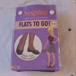 Kushyfoot Flats To Go! Foldable Women's Flats - Black Faux Patent Leather